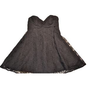 Mori Lee By Madeline Gardner Black Lace Strapless Sweetheart A-Line Dress US 20‎